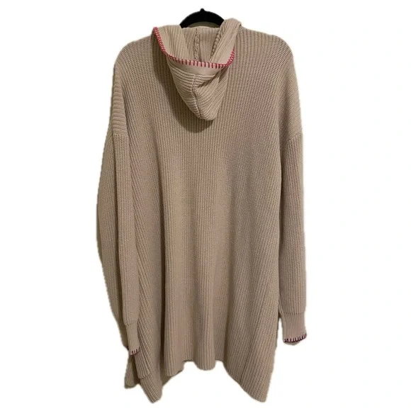 NWT Kerri Rosenthal Long Open Front Cream Cardigan Smiley Face XL - Picture 4 of 15